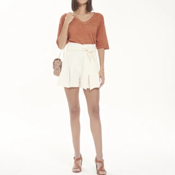 Vanessa Bruno Ricardo Cotton Linen Tie Waist Shorts - Picture 5 of 9